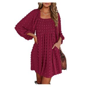 BTFBM Women V Neck Smocked Short Dress